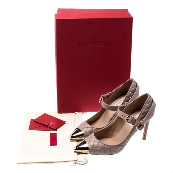 Valentino Quilted Rockstud Spike Mary Jane Heels 39 - Picture 6 of 8